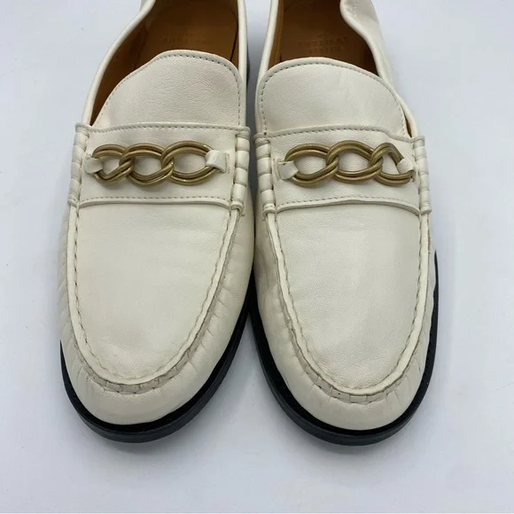 Sezane Vicky Loafers Elegant Cream/White Leather in smooth Ecru chain detail 42 - Picture 7 of 11